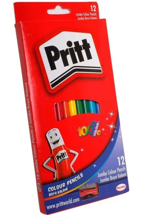 Pritt Kuru Boya Karton Kutu Jumbo Üçgen 12 Renk Jumbo Üçgen Kuru Boya