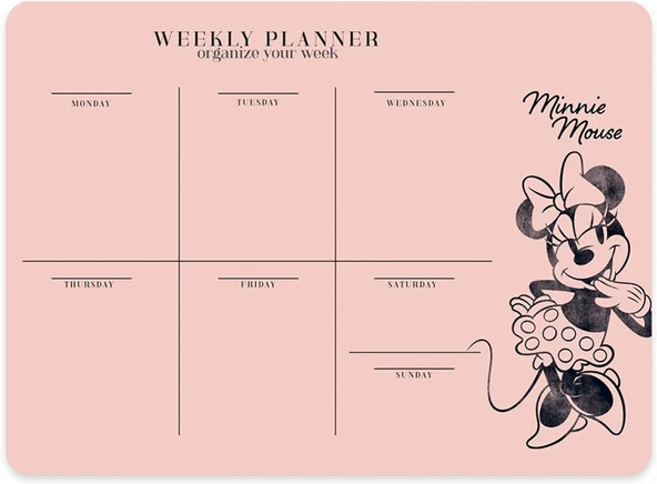 Minnie Mouse 17x24cm Haftalık Planner Blok / 830162-69