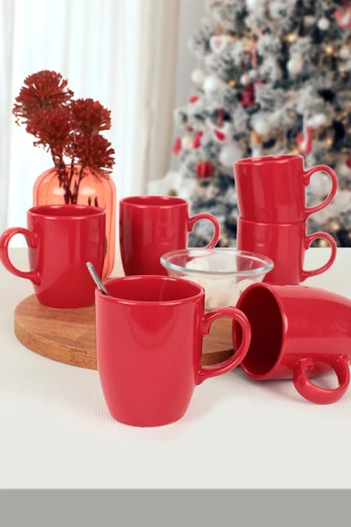 Keramika Bayrak Kırmızı Bulut Kupa 9 Cm 6 Adet