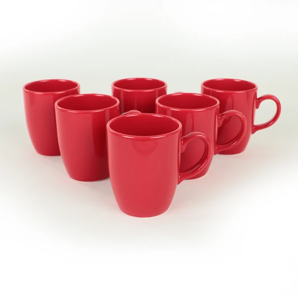 Keramika Bayrak Kırmızı Bulut Kupa 9 Cm 6 Adet - 5