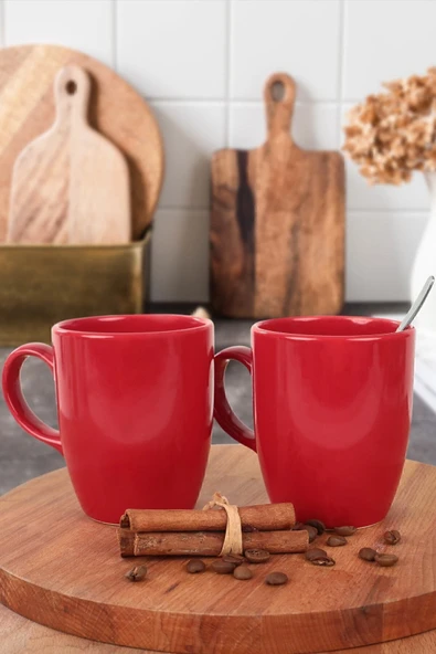 Keramika Bayrak Kırmızı Bulut Kupa 9 Cm 6 Adet - 2