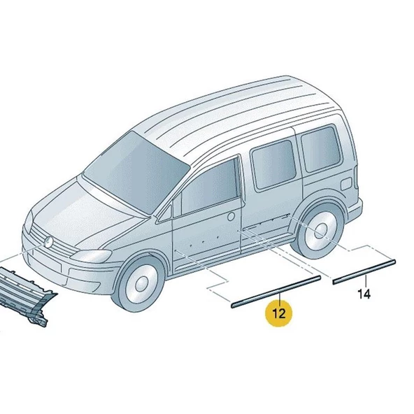 VW Caddy 2004-2010 Sağ Ön Kapı Çıtası Siyah Plastik 2K0853516E - 3