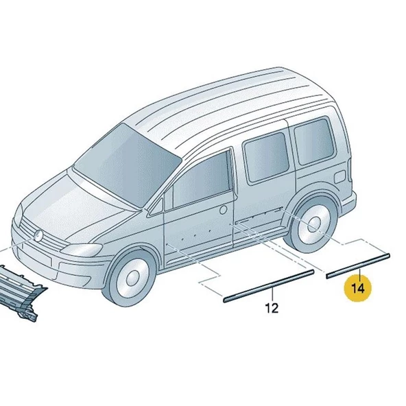 VW Caddy 2004-2010 Sol Arka Kapı Çıtası Siyah Plastik 2K0853535E - 3