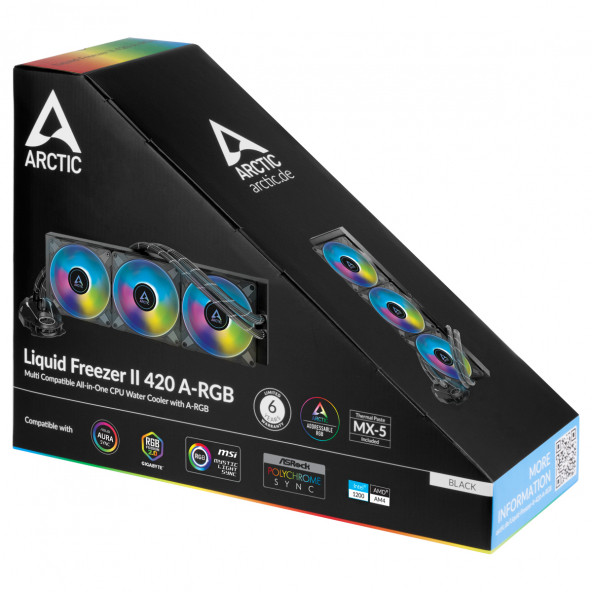 Arctic Liquid Freezer II - 420 A-RGB Intel / AMD Uyumlu, 420mm Radyatörlü, 3x14cm P14 PWM Fanlı, Sıvı İşlemci Soğutucu (LGA1700 Kit Dahil) (AR-ACFRE00109A - 6