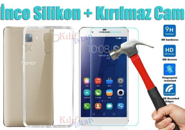 Türk Telekom Huawei Honor 7 Silikon Kılıf + Kırılmaz Cam - 1