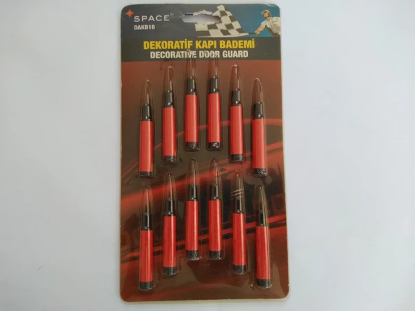 KAPI BADEMİ TAKIM MERMİ KIRMIZI FOSFORLU (4 KAPI İÇİN) KAPI SÜSÜ, KAPI TAKOZU, KAPI KORUMASI - Resim 3