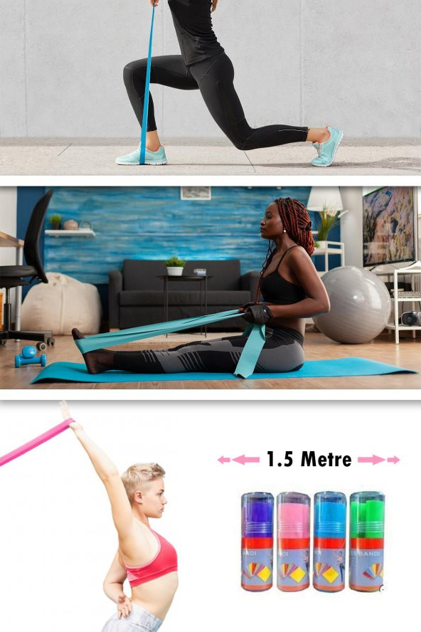 1.5 Metre Dayanıklı Pilates Direnç Lastiği Yoga ve Fitness Esneme Bandı