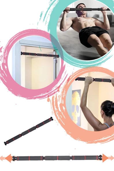 Ultra Dayanıklı Kapı Arası 60-100cm Ayarlanabilir Barfiks Barı Çift Süngerli Çelik Barfix Demiri
