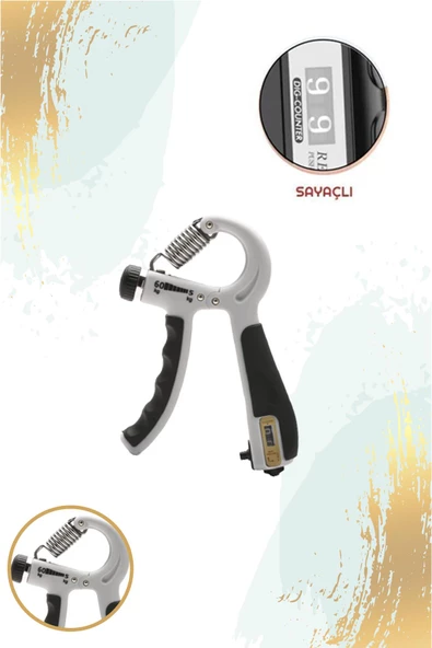 Konforlu 5-60 Kg Ayarlanabilir Sayaçlı El ve Bilek Güçlendirici Fitness Egzersiz Yay - 10