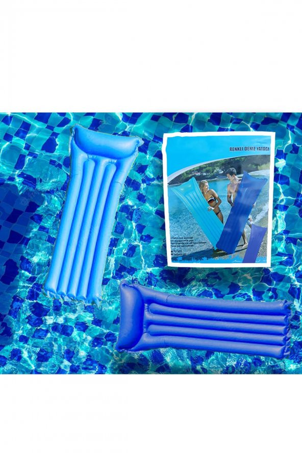 Tam güvenli çift hava bölmeli ve Konforlu şişme deniz yatağı 1.85 cm koyu mavi
