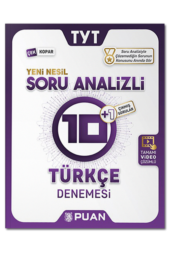 2022 TYT Türkçe Soru Analizli 10+1 Deneme Puan Yayınları - 2