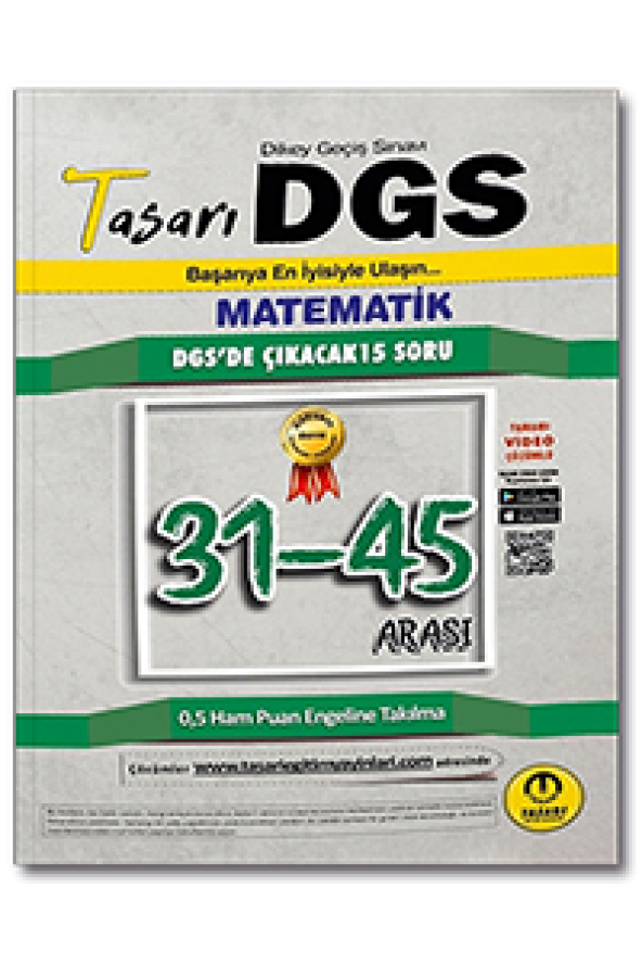 DGS Matematik 31-45 Arası Çözümlü Soru Kitapçığı Tasarı Eğitim Yayınları