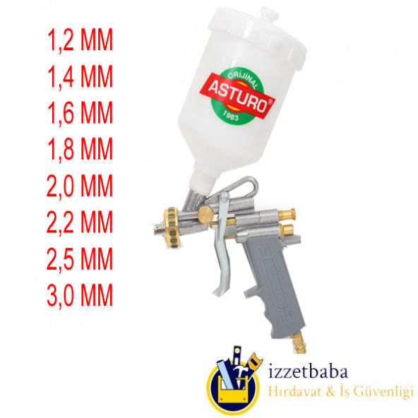 ASTURO ÜSTTEN DEPOLU BOYA TABANCALARI 1,8 MM DEN 4,00 E KADAR