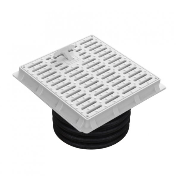 Ø 300 MM IZGARALI PLASTİK RÖGAR MENHOL KAPAK VE ÇERÇEVE KORUGE BORU UYUMLU - 1