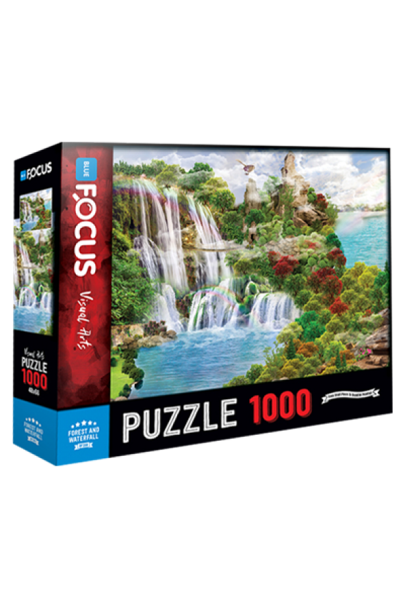 1000 Parça - Forest And Waterfall Orman Ve Şelale Blue Focus Games - 2