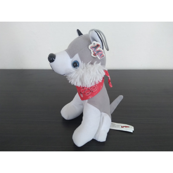 PELUŞ KÖPEK (20x10cm) (GERÇEK 1.KALİTE) GRİ SİYAH (LİSANSLI) PELUŞ OYUNCAK KÖPEK - 3