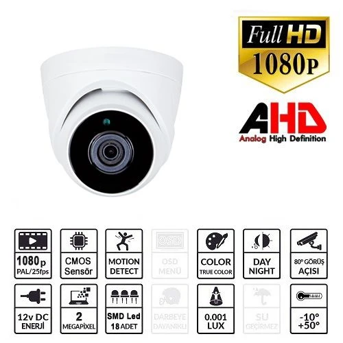 EZCOOL EZ-5120HD 2MP 2.8MM LENS AHD DOME KAMERA ürün görseli