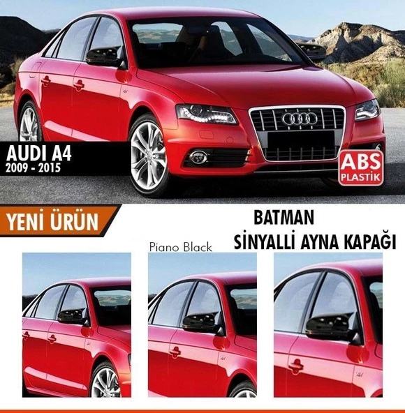 Audi A4 B8 Batman Yarasa Ayna Kapağı Piano Black / 2009-2014