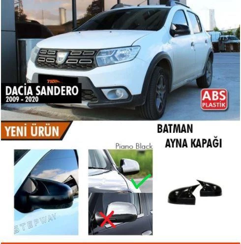 Sandero Batman Yarasa Ayna Kapağı Piano Black / 2009 - 2020 - 3