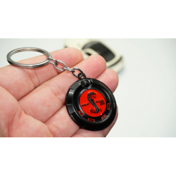 DK Ford Mustang Shelby GT500 Snake Logo Kırmızı Metal Anahtarlık