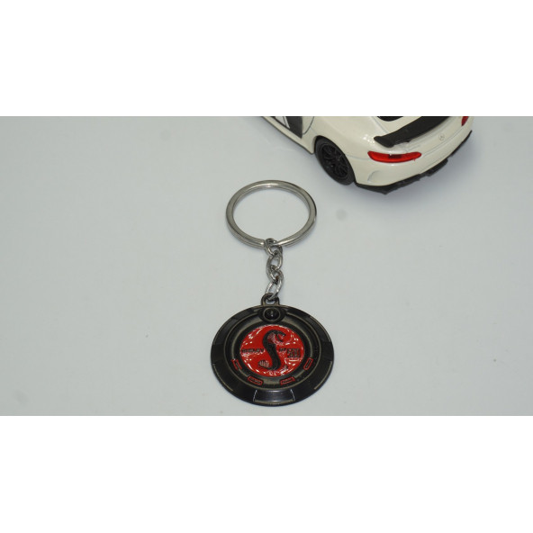 DK Ford Mustang Shelby GT500 Snake Logo Kırmızı Metal Anahtarlık - 2