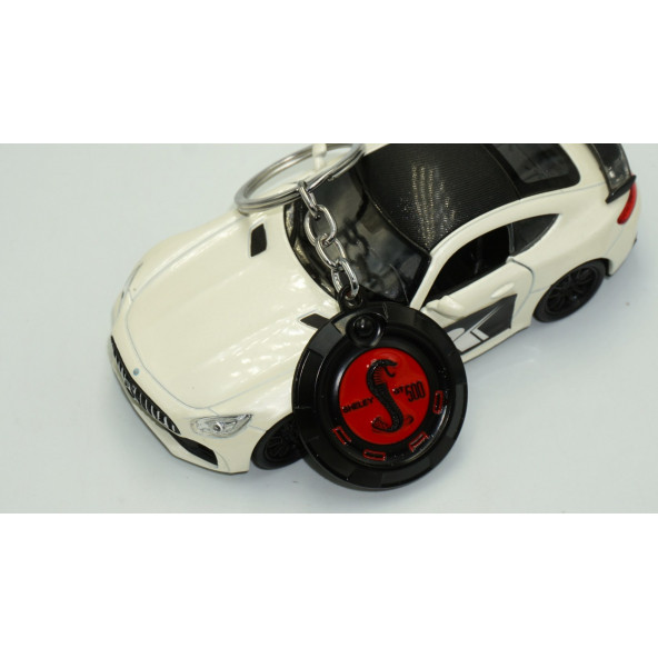 DK Ford Mustang Shelby GT500 Snake Logo Kırmızı Metal Anahtarlık - 4