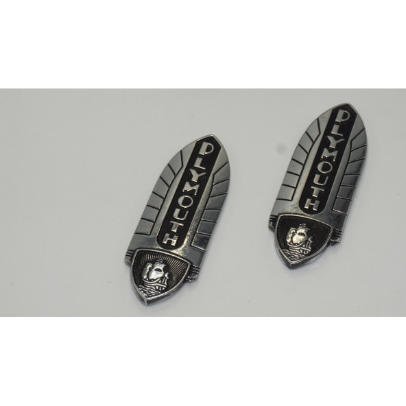 Plymouth Classic 36 37 Krom Metal Çamurluk Logo Rozet - 3