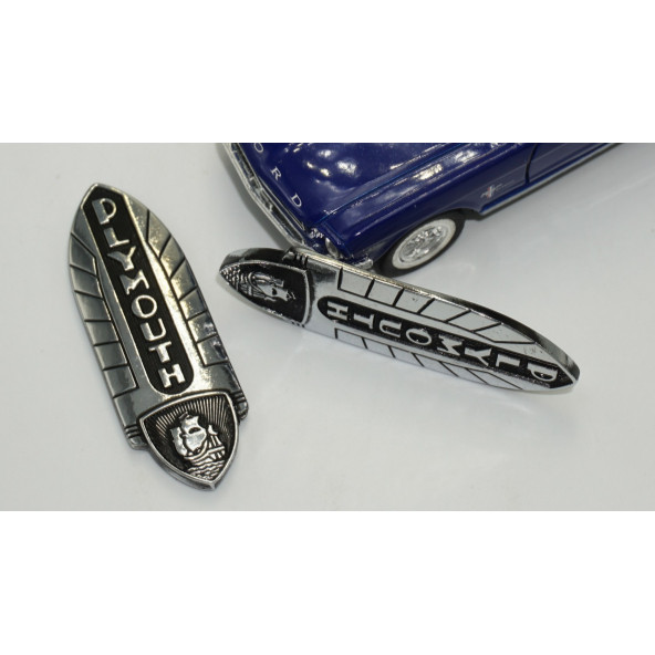 Plymouth Classic 36 37 Krom Metal Çamurluk Logo Rozet - 4