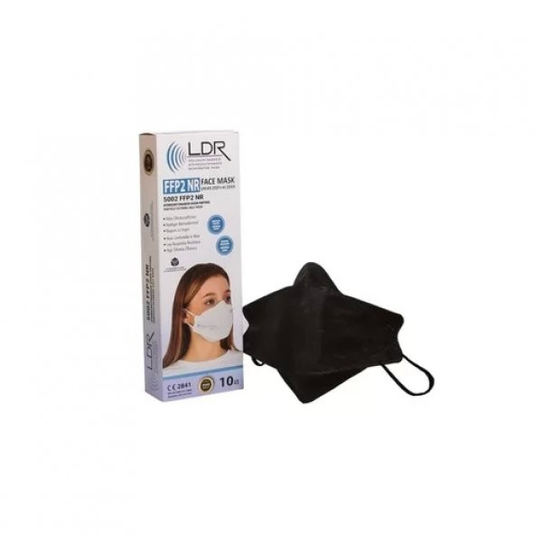 LDR 5002 FFP2 SOLUNUM KORUYUCU MASKE SİYAH 10 ADET