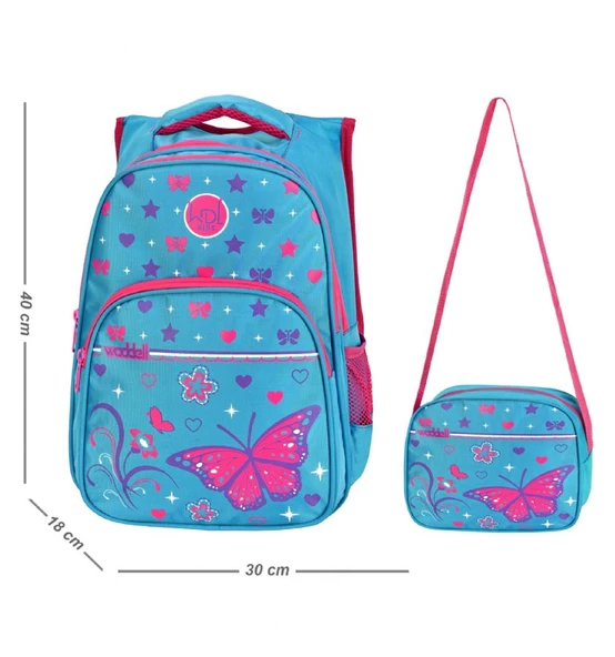Waddell Çanta Mavi/Pembe Kelebek İlkokul Çantası - Waddell Bag Kız Okul Sırt Çantası - 2