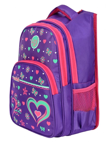 Waddell Çanta Mor Kalpli İlkokul Çantası - Waddell Bag Kız Okul Sırt Çantası - 3