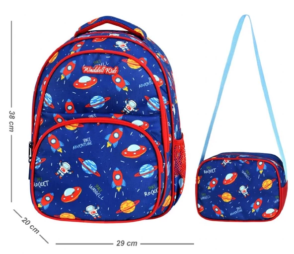 Waddell Çanta Lacivert Uzay Okul Çantası ve Beslenme Çantası Seti - Erkek Çocuk - 2