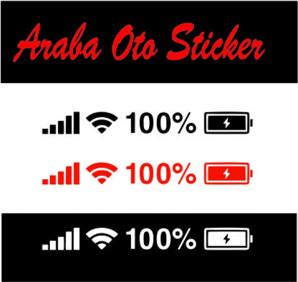 Batarya Pil Wifi İcon Oto Sticker Araba Cam Sticker