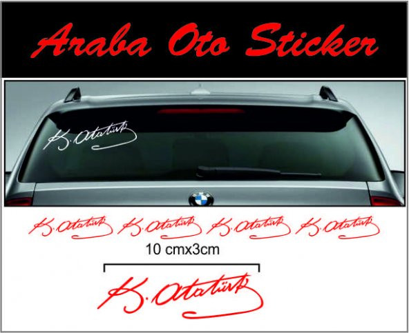 Atatürk İmza Sticker (5 Adet) 10x3 cm