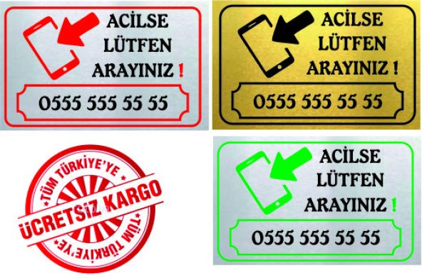 Arabalar İçin Telefon Numarası Acilse Ara Metal Kartvizit