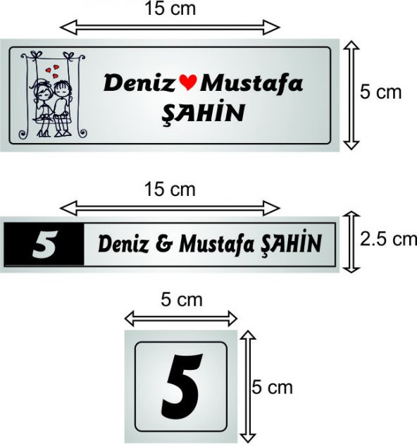 3lü Set Kapı İsimliği, Kapı Numarası, Posta Kutusu İsimliği