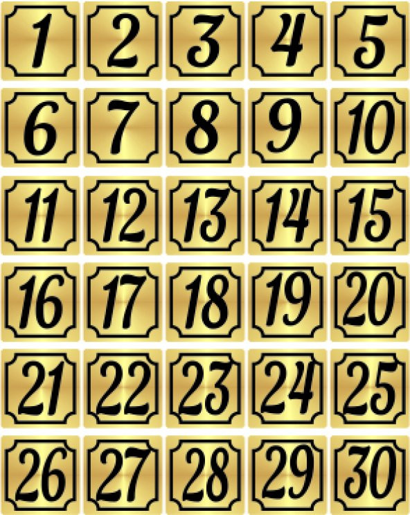 MASA, KAPI, DOLAP NUMARASI 1-30