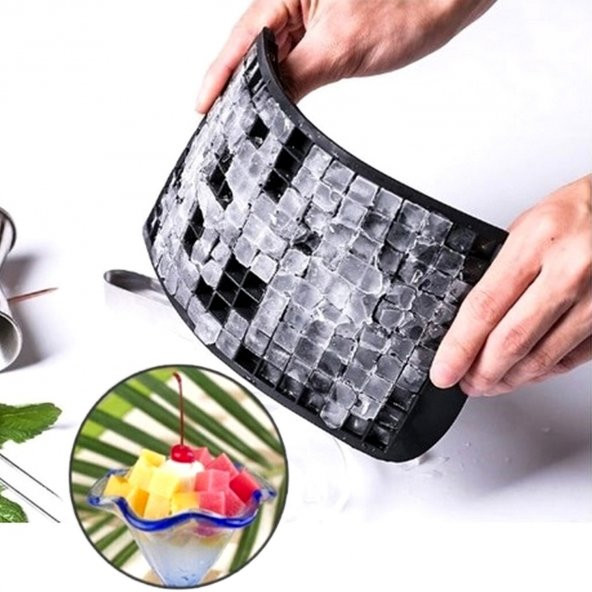 160lı Mini Küp Şekilli Silikon Buzluk Antrasit Renk Mini Küplü Sunum Buzluk Buz Küpü