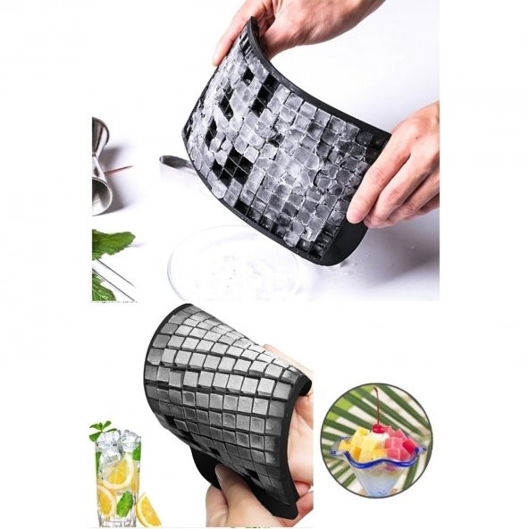 160lı Mini Küp Şekilli Silikon Buzluk Antrasit Renk Mini Küplü Sunum Buzluk Buz Küpü - 2