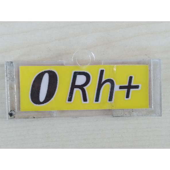KAN GRUBU 0 RH POZİTİF (0 RH +) ŞEFFAF KUTULU (SARI) KAN GRUBU KARTI