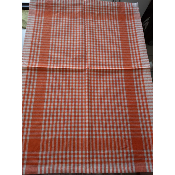 PARİŞ TEKSTİL- POLEN PAR ALMAN KURULAMA BEZİ- 45 X 65 cm EBATLI- BEYAZ & TURUNCU RENK- KÜÇÜK KARELİ DESEN - 3