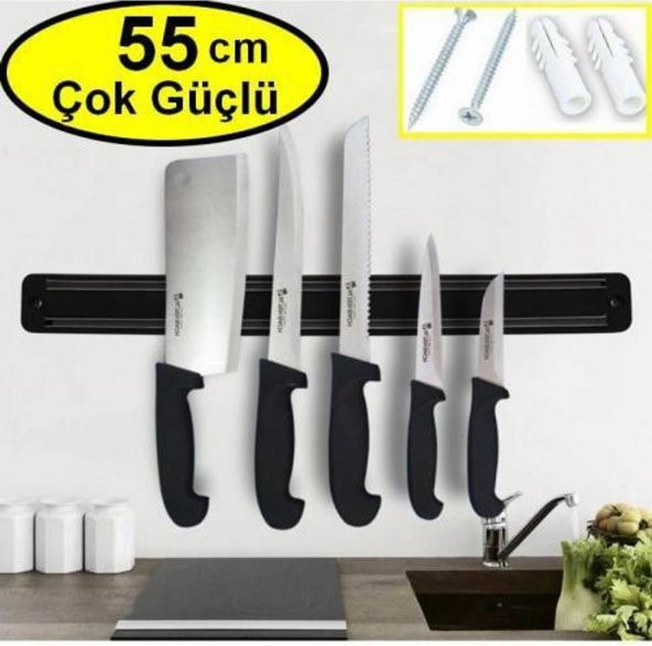 Büyük Boy Mıknatıslı Bıçak Askısı 55 cm Bıçak Tutucu Bıçak Organizer Bıçaklık