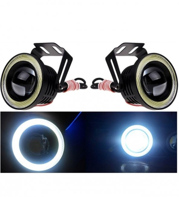 Cob Buz Mavisi Angel Ledli 76 MM Sis Lambası Angel Buz Mavisi Sis Beyaz Led - 2