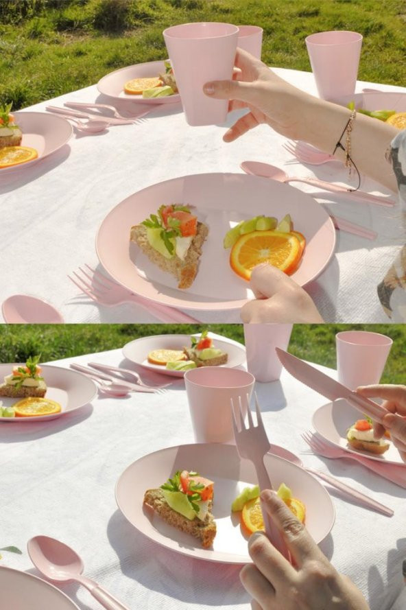 Çantalı Piknik Seti Pudra 30 Parça - 2