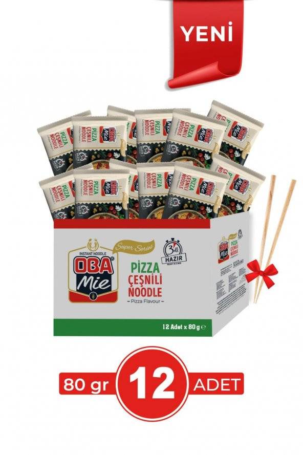 Oba Mie Pizza Çeşnili Süper Seri Noodle 12li Paket - 2