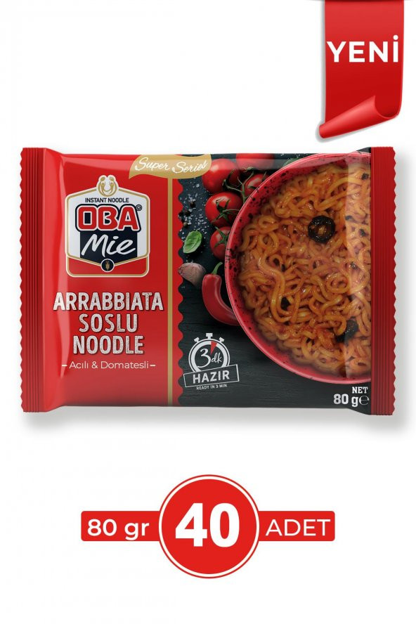 Oba Mie Arabbiata Soslu Süper Seri Noodle 80 Gr 40lı Paket