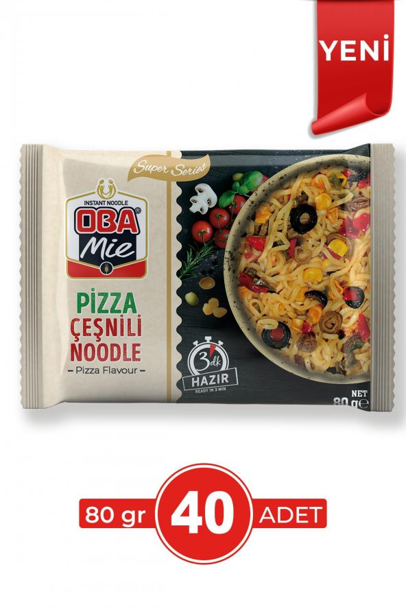 Oba Mie Pizza Çeşnili Süper Seri Noodle 40lı Paket