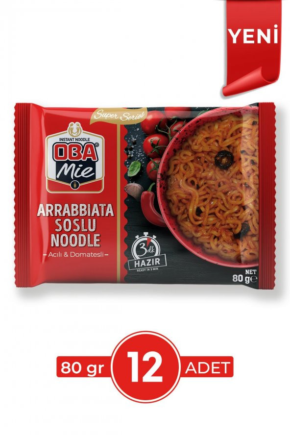 Oba Mie Arabbiata Soslu Noodle 80 Gr 12li Paket