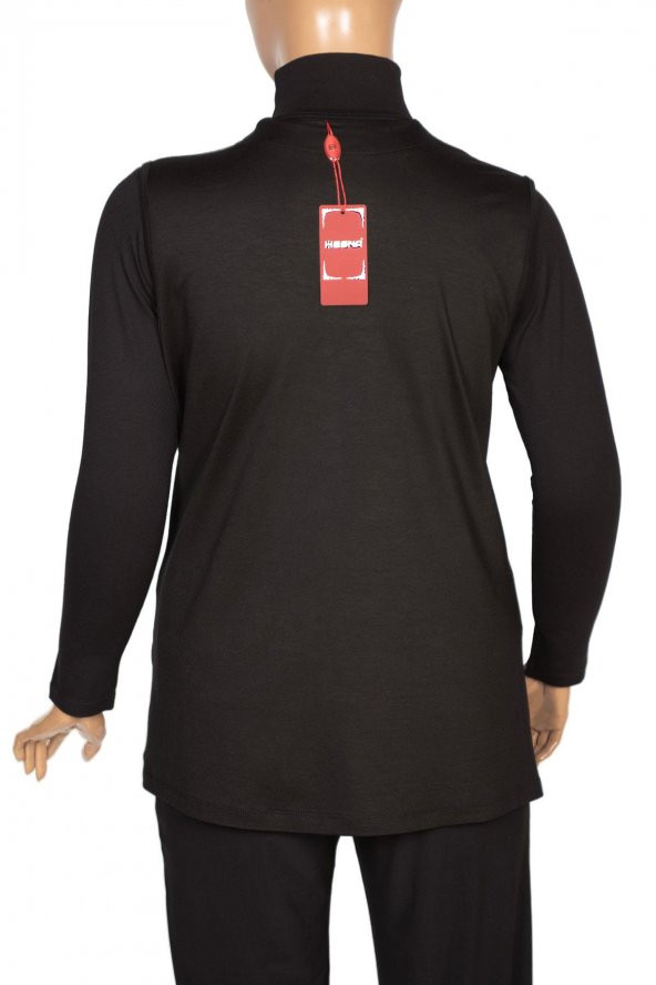 Hesna Kadın Ayben Taşlı Cepli Siyah Yelek - 4