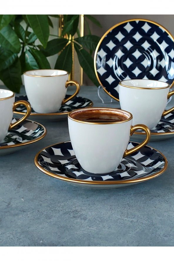 Secret Nora 6 Kişilik Yaldızlı Türk Kahvesi Fincan Takımı ( EDFN-12-KFT-SCR-M )